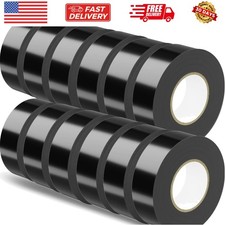 12 Pack Black Electrical Tape Waterproof, 0.75 in x 66 FT High Temp Electric ...