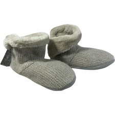 Mint Velvet Knitted Slipper Boots Hygge Grey Wool/Alpaca/Faux Fur Medium NEW