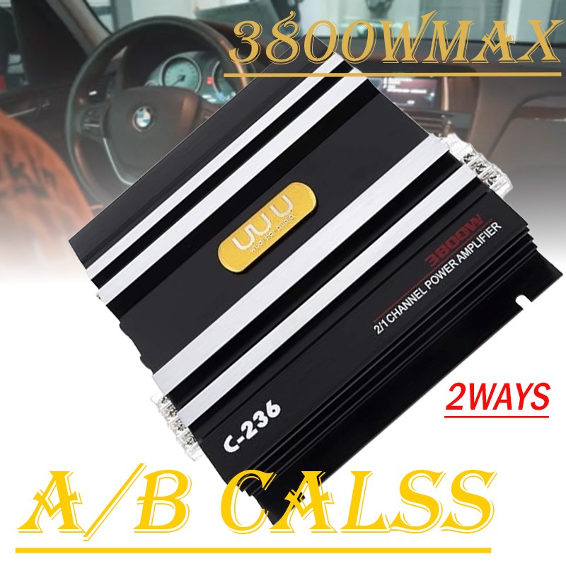 3800W 2 - Channel Car/Truck Amplifier - Stereo Audio Speaker Amp System