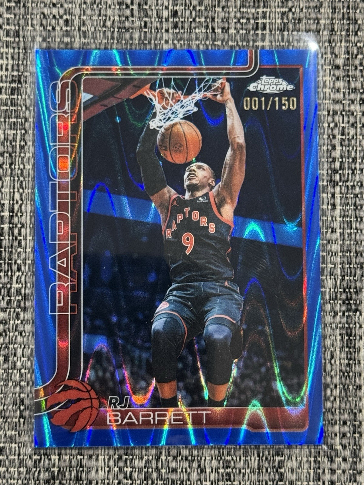 2026 Topps Chrome Update RJ Barrett Raptors Blue Raywave Refractor 1/150 #73