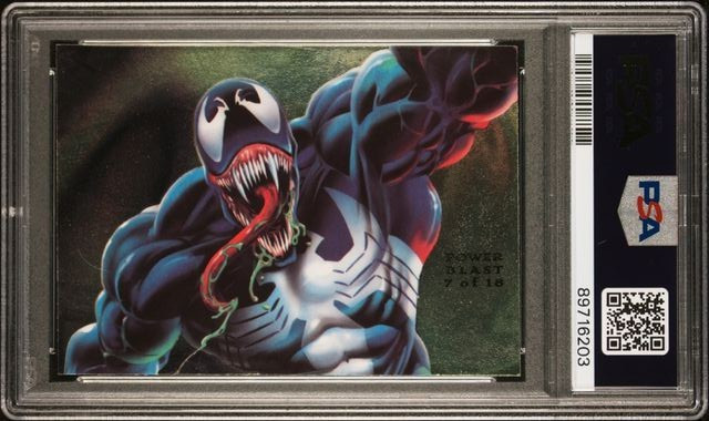 1994 Flair Marvel Power Blast Etched Foil #7 VENOM Eddie Brock Spider-Man PSA 8 view 8