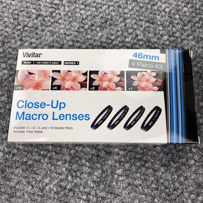 Vivitar 46mm Close-Up Macro Lenses 4 Piece Kit +1 +2 +4 +10 Filter Wallet New