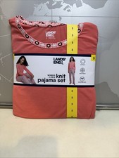 NWT Lands' End Women's Small 2-Piece Knit 4-Way Stretch Coral Pink Pajama Set