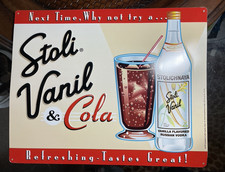 Stoli Stolichnaya Russian Vodka Metal Wall Sign Tin Bar  Garage 13.75x 11" NOS