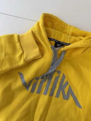 VIRTIKA Hoodie yellow Heavyweight Logo snap hood ski snowboard