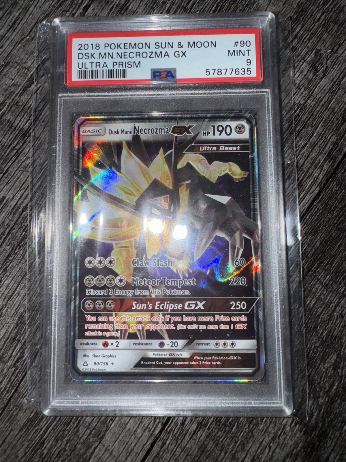 Dusk Mane Necrozma GX 90/156 2018 Pokémon Sun & Moon Ultra Prism Card PSA 9