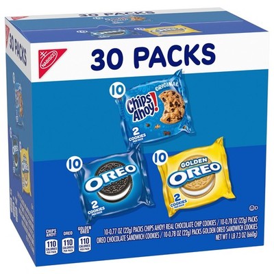 Nabisco Oreo, Golden Oreo, Chips Ahoy! Sweet Treats Variety Pack - 30 Count