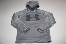 UNDER ARMOUR Storm Boys Big Logo Fleeced Hoodie Gray Black YMD Youth Medium