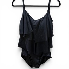 Rose Marie Reid Black Ruffle One Piece Swimsuit Size 14