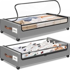 Under Bed Storage with Wheels, 2 Pack Under Bed Storage Large 2Pack Light Gray