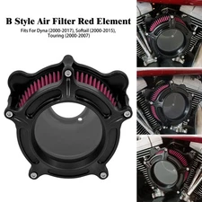 Clarity Matte Black Air Cleaner Red Filter Intake Kit For Harley Dyna 2000-2017