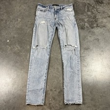 Abercrombie Fitch Jeans Mens 30x33 Blue Skinny Distressed Stretch Grunge Preowne