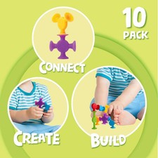 BUNMO Textured Suction Bath Toys 10pcs | Connect, Build, Create | BPA free NIB