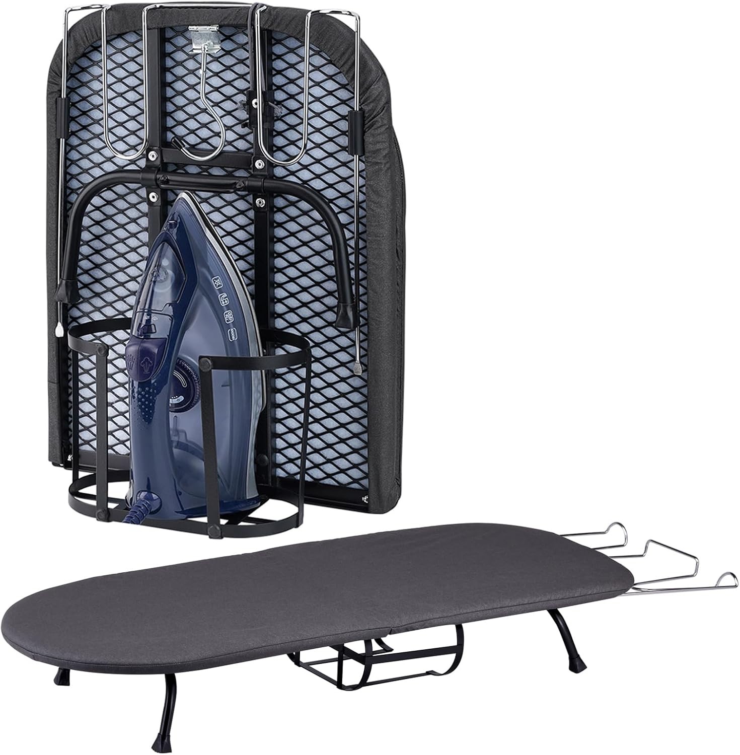 Portable Tabletop Ironing Board with Iron Rest Foldable Travel Black 80x30cm-image