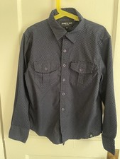 Boys Size 8 Kenneth Cole, New York Button Down Navy, Polka Dot Shirt