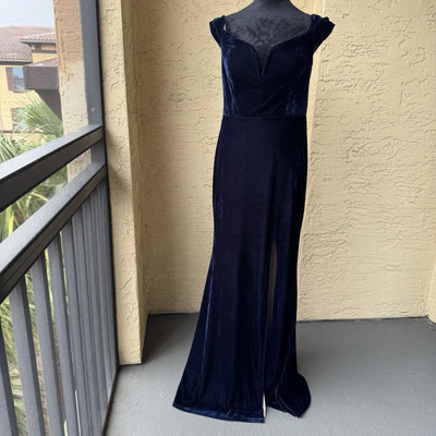 City Vibe Juniors Blue Velvet Maxi Dress Sz 11 Off Shoulder High Slit Stretch | eBay City Vibe Juniors Blue Velvet Maxi Dress Sz 11 Off Shoulder High Slit Stretch | eBay