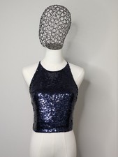 Alice Olivia Navy Sequin Tank Top 0