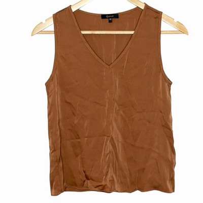 Quince Washable Stretch Silk Tank Top Copper Brown Womens Size XS Quiet Luxury