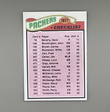 Topps 1977 Packers Checklist #210 Green Bay Packers NFL Football Card