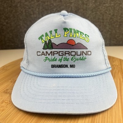 Vintage Tall Pines Campgrounds Hat Cap Snapback Blue Brandson MO Rope