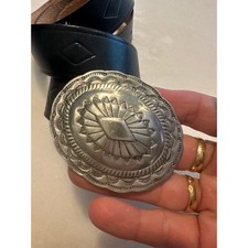 Black leather concho belt