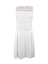 Lauren by Ralph Lauren Women's Eyelet Chiffon Fit-and-Flare Dress (6, Cream)