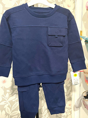 Cat & Jack 2T Navy Blue 2pc Sweatshirt & Pants Set Pockets Drawstring
