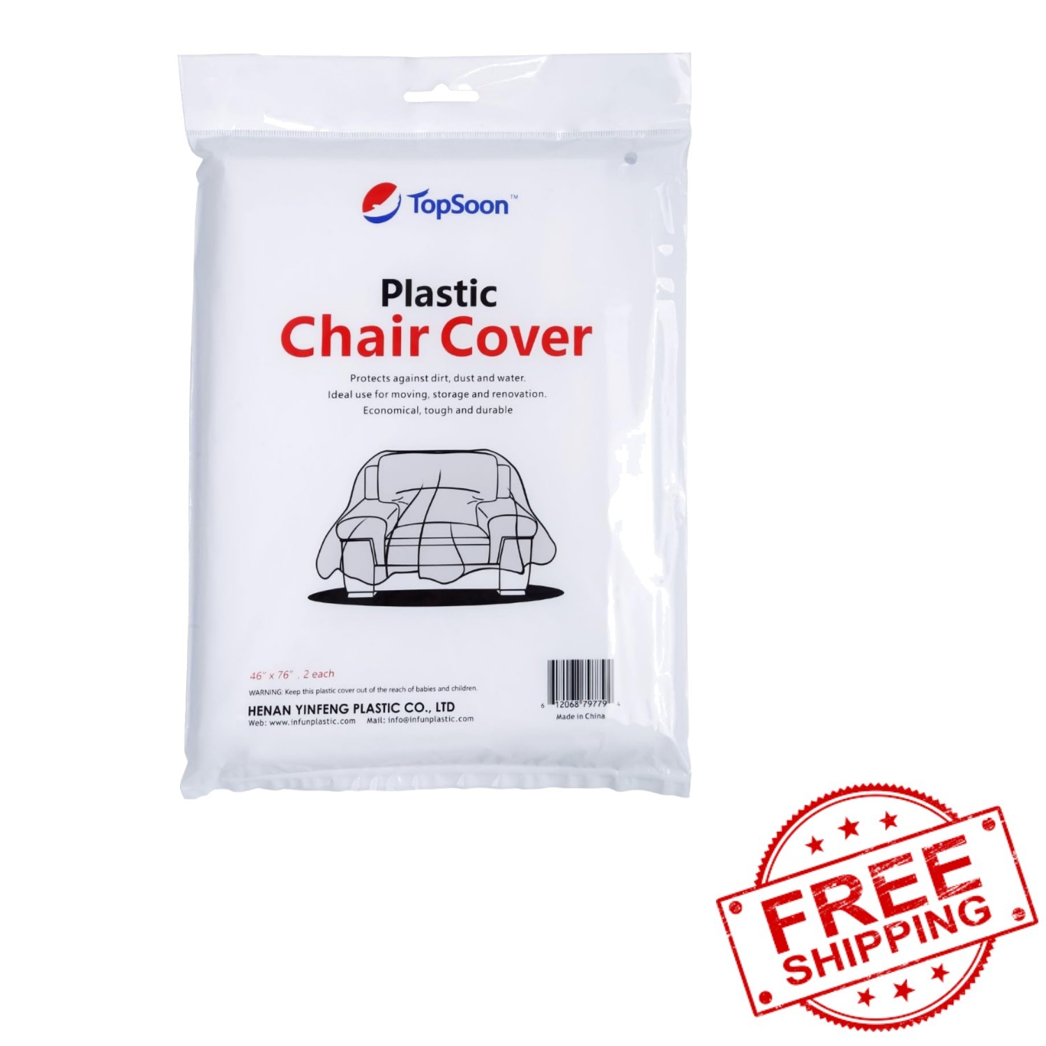 2-Pack Heavy Duty Chair Covers - Clear Waterproof Plastic for Moving & Storage