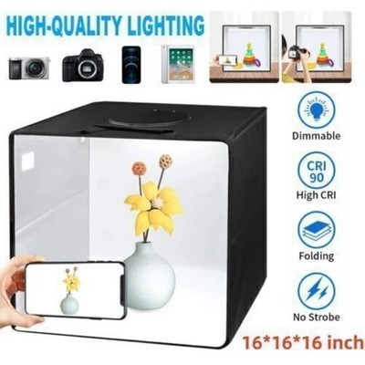 US 16'' LED Photo Studio Light Box Portable Folding Photography Shooting Tent Kit
