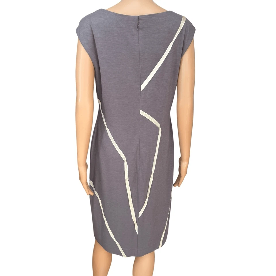 Vestido recto Saks Fifth Avenue rosa bordado gris talla 10 Foto 3 de 4