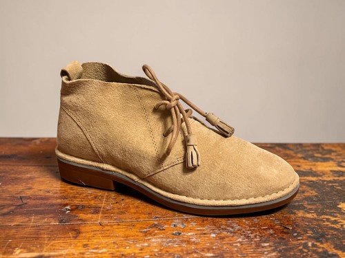 HUSH PUPPIES $139 Suede Leather Tassel Lace Ankle Booties Boots Shoes Size 7.5