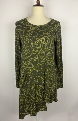 Chalet Made USA Tunic Top Size S Green Long Sleeve  Asymmetric Long