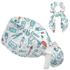 Working Cap Scrub Caps for Women, Adjustable Long Hair Nurse Head Cap,