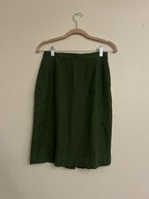 Vintage Unbranded 100 Wool Dark Green Midi Skirt Size 6