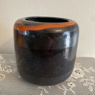 Vintage Raymor Lava Glaze Pottery Black Orange Round Planter MCM 4.5” H