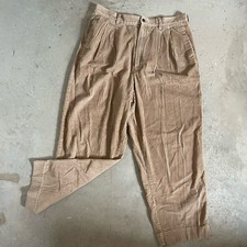 Vtg Eddie Bauer Corduroy Pants 100 Cotton Size 18 Pleated Khaki Casual Preppy