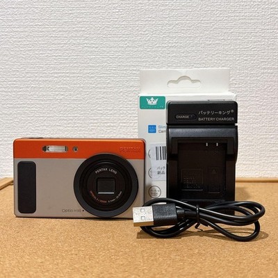 PENTAX Optio H90 Compact Digital Camera Orange Silver 12MP 5x Zoom