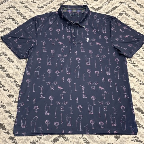 WILLIAM MURRAY Off The Rocks Performance Golf Polo Coctail Print Men’s XL