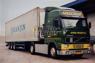 LKW Foto Volvo FH12 Container-Sattelauflieger Dänemark grün ANCO TRANS, Bj #a6zi