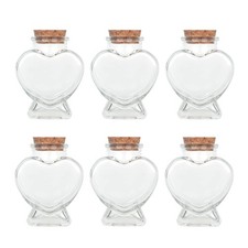 Decorative Glass Bottles with Cork Stoppers 2.7 fl oz. Heart-Shaped Bottles ...