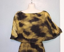 Alice + Olivia Silk Chiffon Kimono Sleeve Blouson Dress XS Elastic Waist