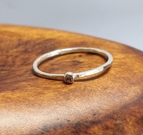 Sterling silver stacking ring with 2mm cubic zirconia , all sizes, - Picture 29 of 35