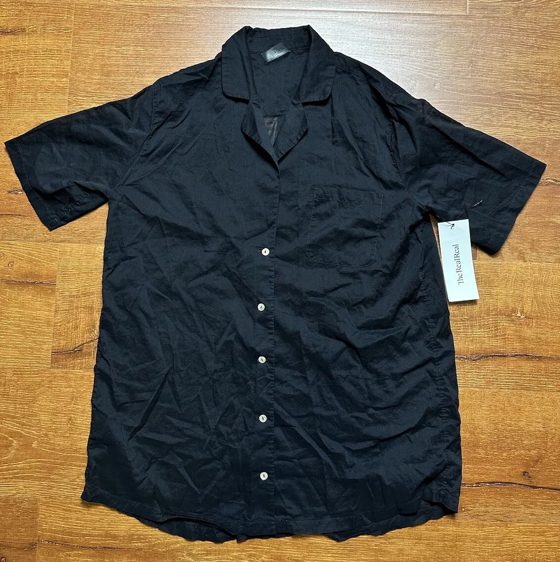 Chemise Negative Supreme Femme M Noir Transparent Boutonné Coton Manches Courtes Haut