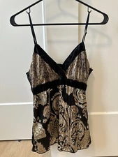 Cute Mix It Women's Petite Medium Black and Gold Tank Top - 100% Polyester