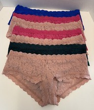 HANKY PANKY SIGNATURE LACE BOYSHORTS PANTIES SET OF 7 ASSORTED COLORS SIZE L