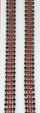 Decorative Adjustable Fashion Bra Straps-4 rows of Red  Black Rhinestones
