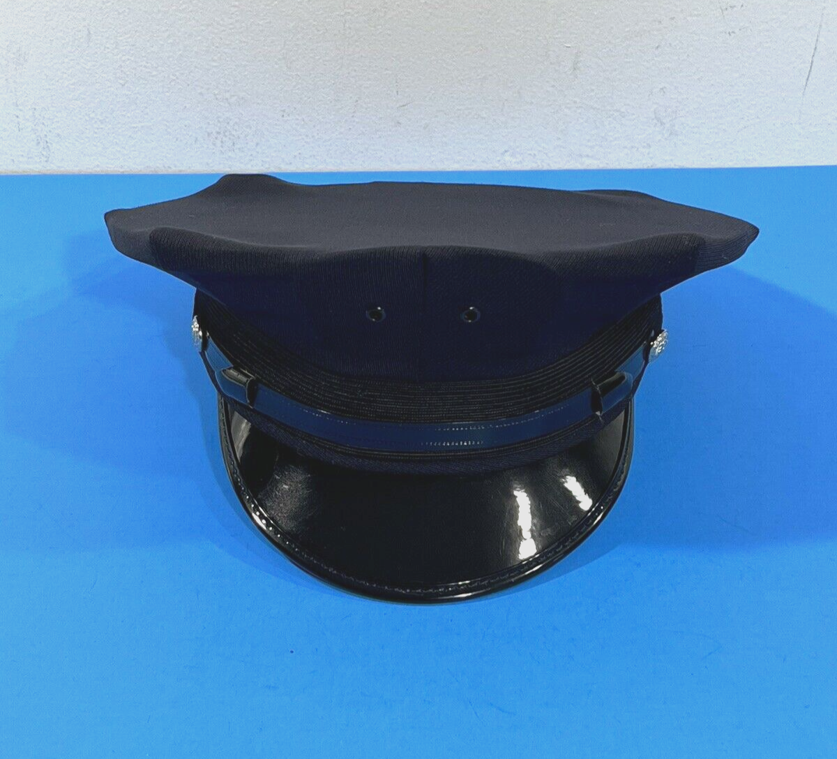 NEW MIDWAY CAP COMPANY 8 POINT HAT WITH 2 FRONT EYELETS NAVY