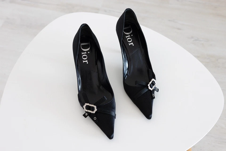 vintage y2k dior satin kitten heels with buckles - Image 2 of 4