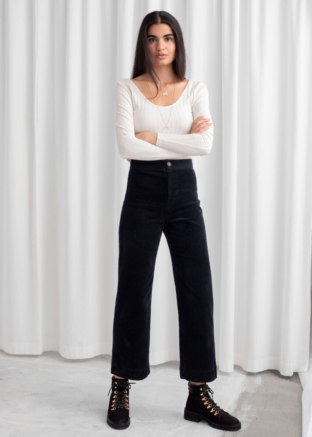 & Other Stories Relaxed Corduroy Trousers in Navy… - image 1