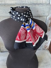 Jones NY Paisley  Polka Dot 100 Silk Rectangular Scarf Really Rockabilly